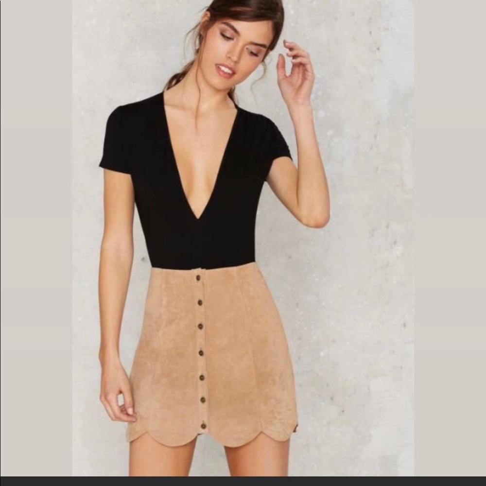 BLACK GENUINE LEATHER BAGATELLE SKIRT